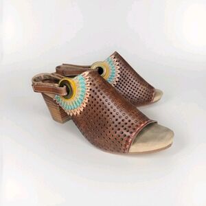 L'ARTISTE Spring Step Millie Boho Heel Slingback Sandals Leather‎ US 6.5-7